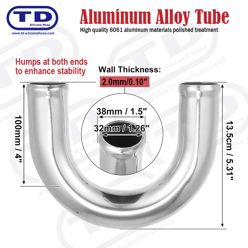 Rura aluminiowa o 180 ° łokieć OD: 1,5 