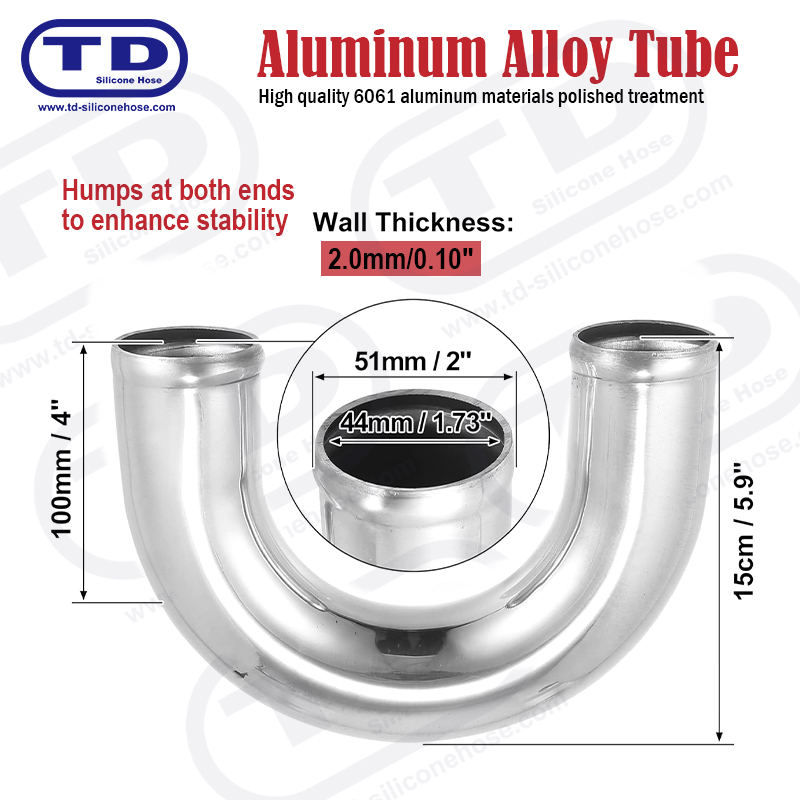 Rura aluminiowa o 180 ° łokieć OD: 2,0 