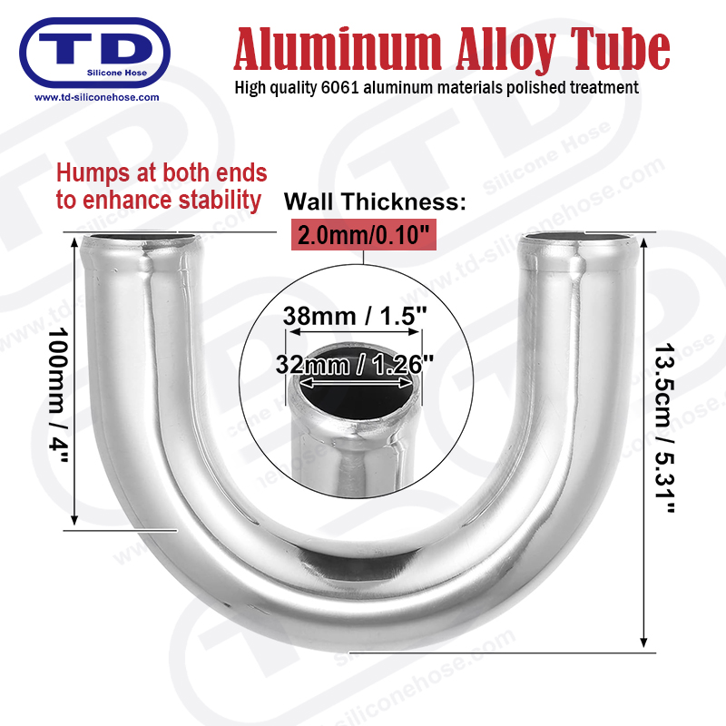 Rura aluminiowa o 180 ° łokieć OD: 1,5 