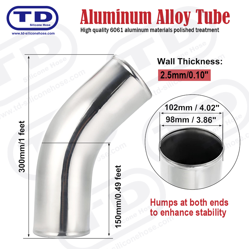Rura aluminiowa 45 ° łokieć OD: 4,0 