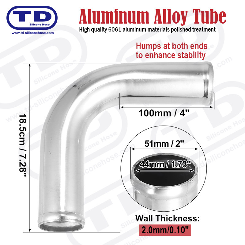 Rura aluminiowa 90 ° łokieć OD: 2,0 