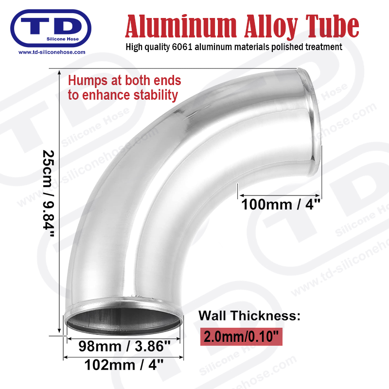 Rura aluminiowa 90 ° łokieć OD: 4,0 